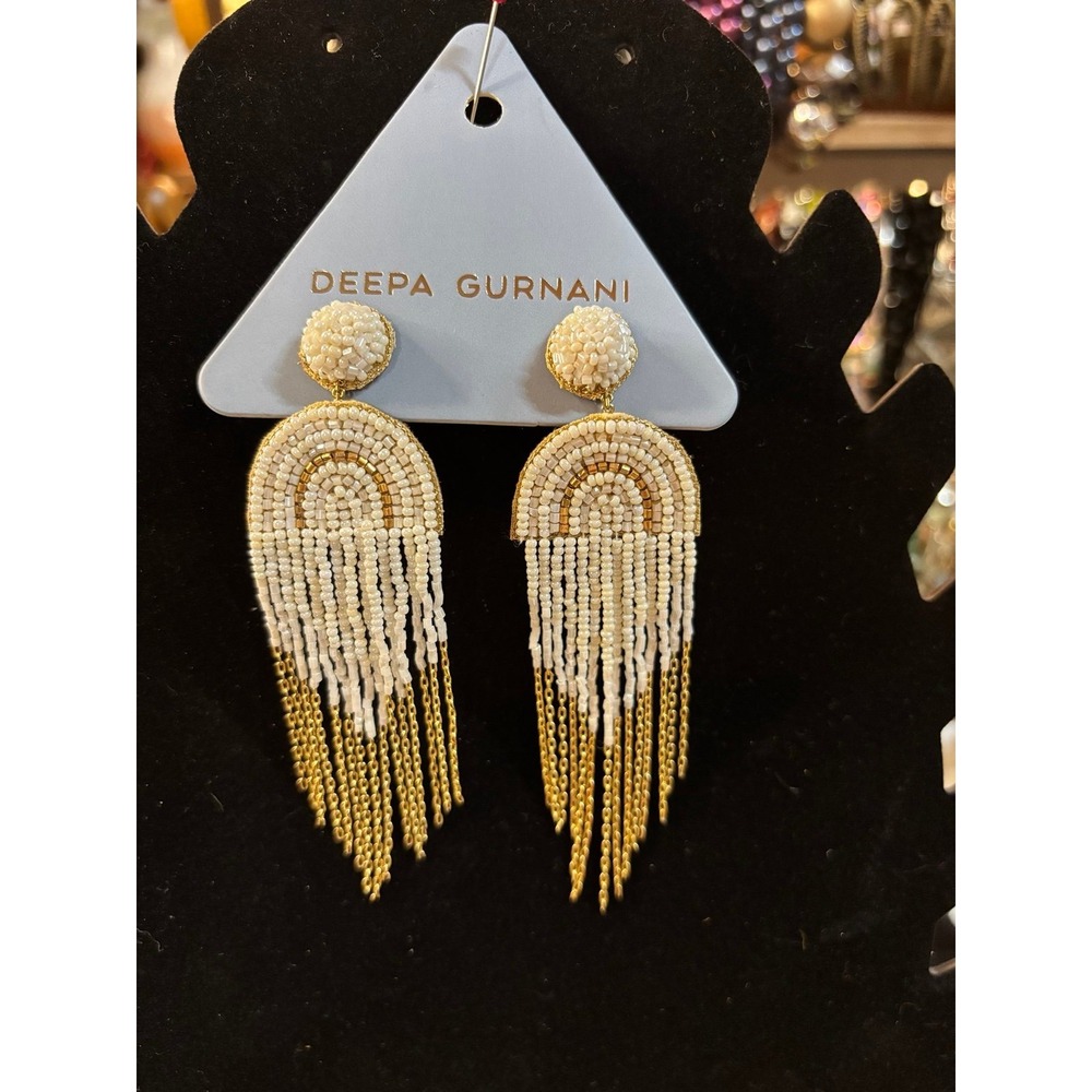 Deepa Gurnani Circe Beaded Fringe Drop Earrings